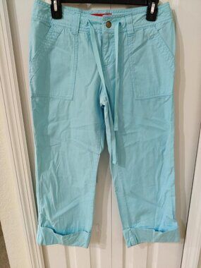 Mossimo MossIssue Juniors Aqua Cotton Capri Pants Size 5